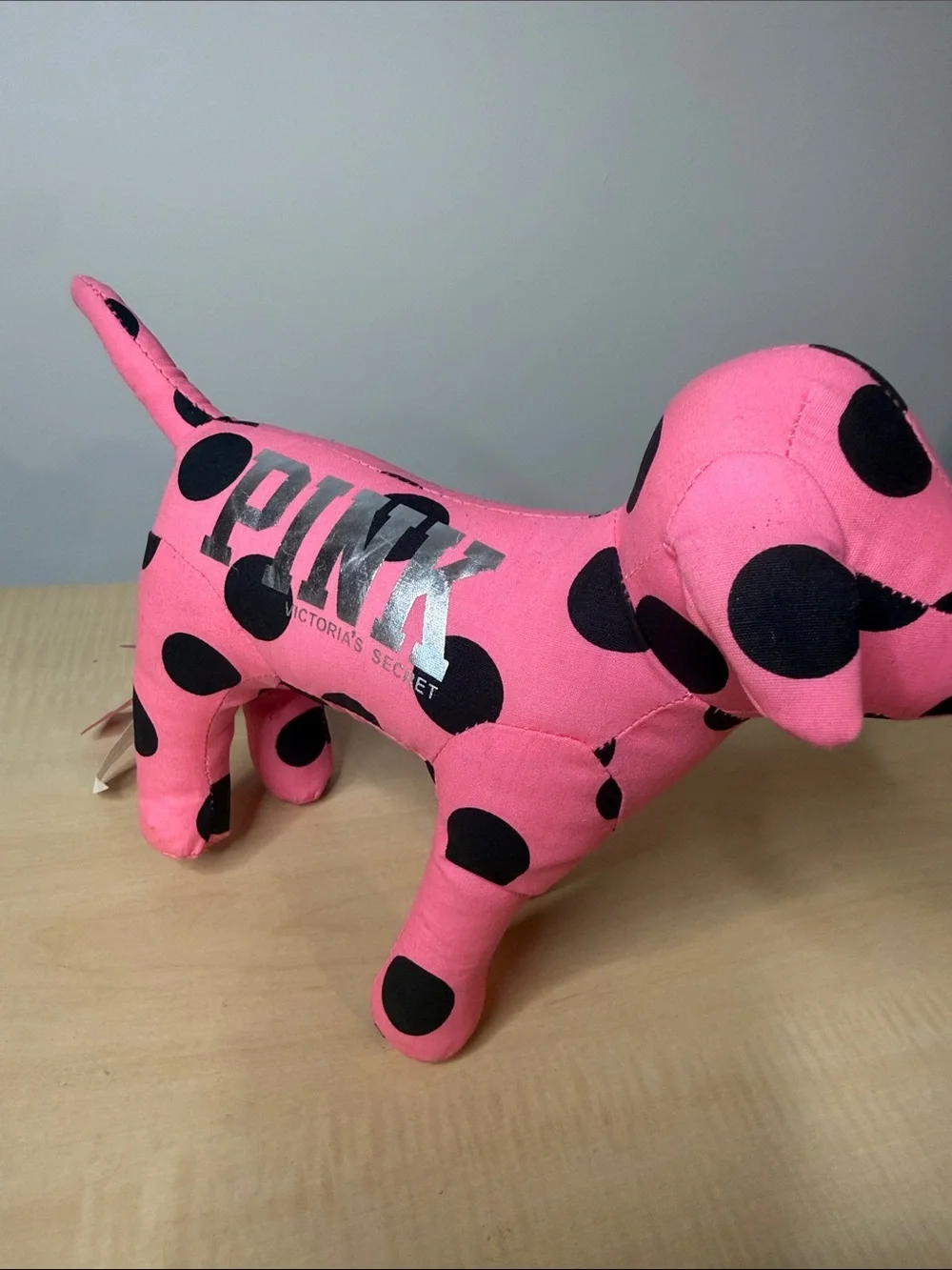 Victoria's Secret PINK Pink and Black Polka Dot Dog Plush